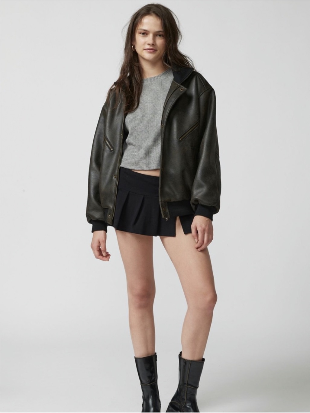 Urban Renewal Urban Outfitters Gray Waffle-Knit Cropped Crew Sweater